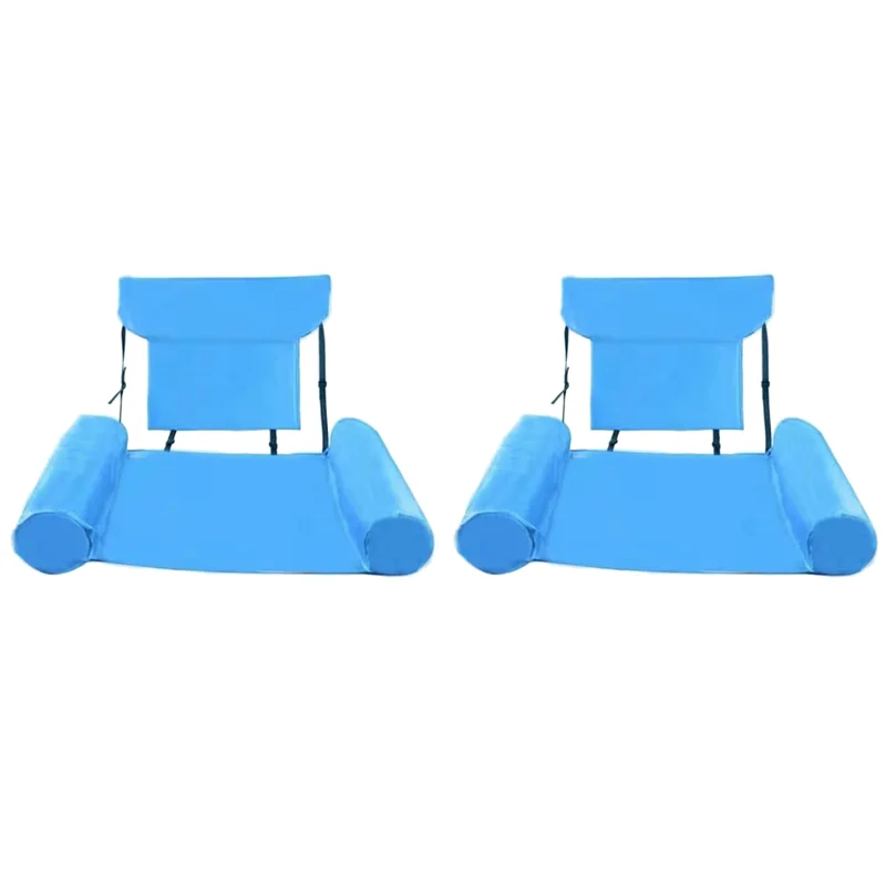 BMBY-2X Pool Float Chair, Adult Inflatable Pool Lounger, Foldable Portable Float Seat, Pool Party Summer Water Fun Blue