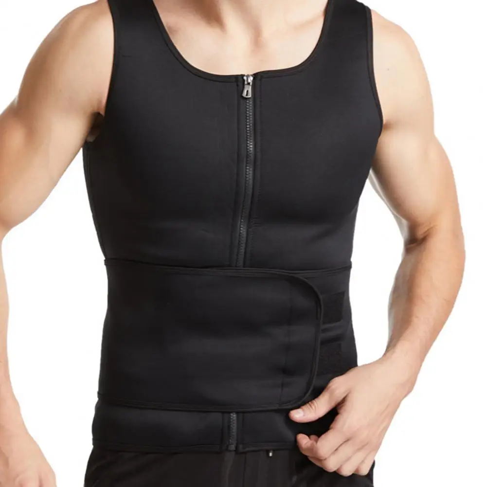 Sweat Sauna Vest Heating Adjustable Fasten Tape Zipper Closure Breathable Workout Fat-burning Double-sided Back Support Clothes