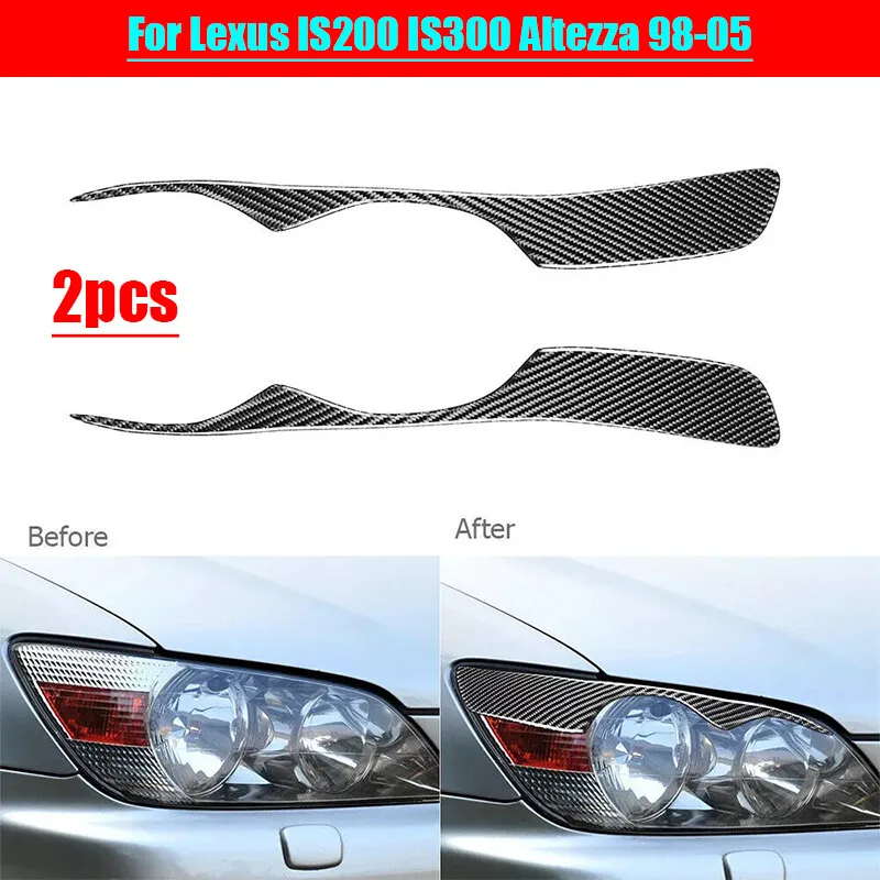 Carbon Fiber Headlight Eyelid Eyebrow Cover For Lexus IS200 IS300 Altezza 98-05