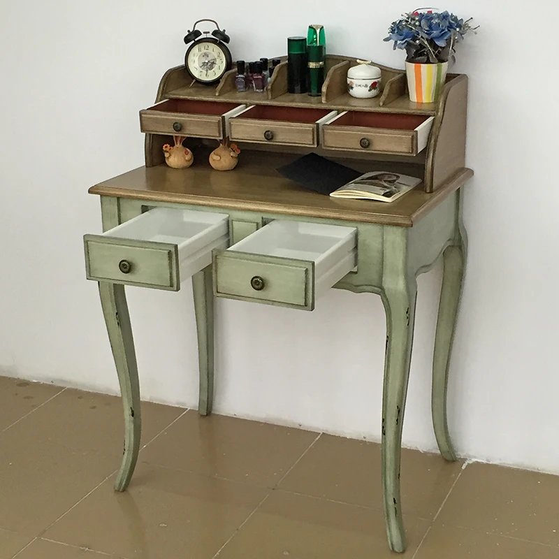 American Desk Small Apartment Bedroom Dresser 80cm Mediterranean Distressed Dressing Table