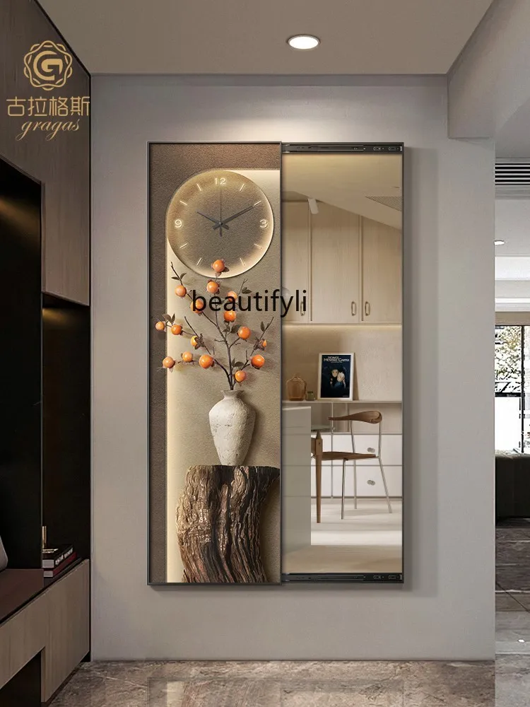 Hidden Full-Length Mirror Watch with Clock Invisible Dressing Mirror Full-Length Mirror Advanced Sense Entrance Painting