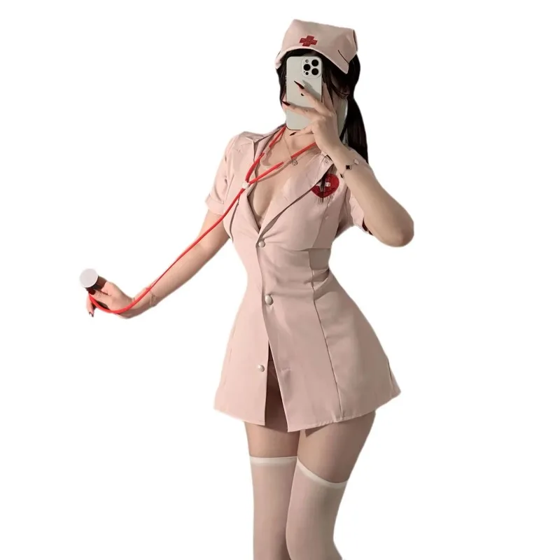 New Sexy Nurse Outfit Sexy Underwear Deep V Tempting Hot Role-playing Bed Strap-on Pure Lust Uniform Suit for Women