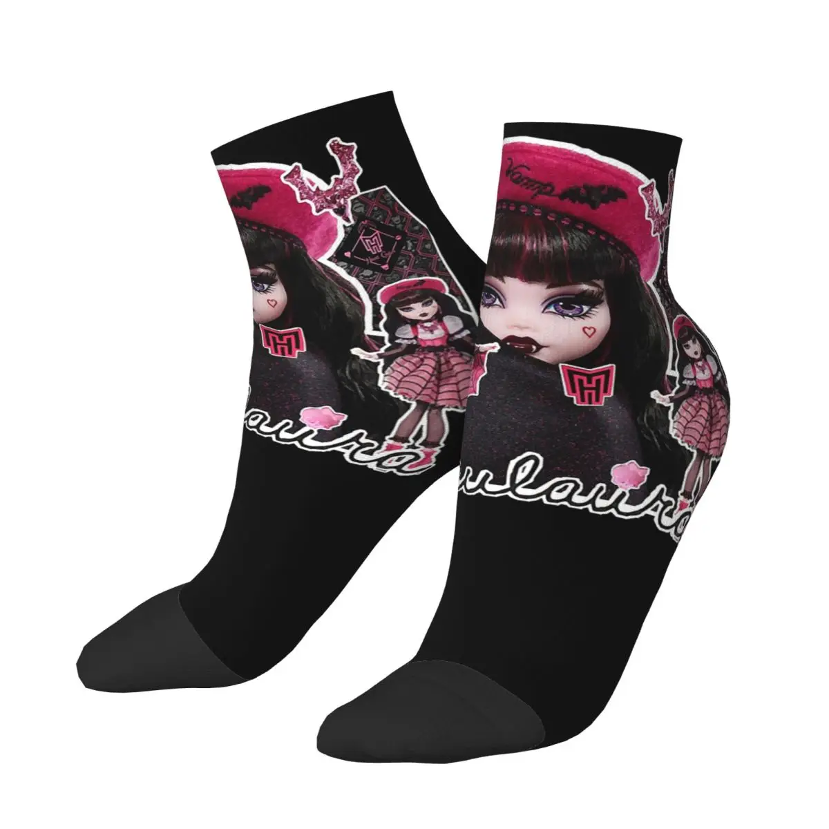 Monster High Doll Pretty Pink Pattern Socks Harajuku Sweat Absorbing Stockings All Season Socks Accessories for Unisex Gifts