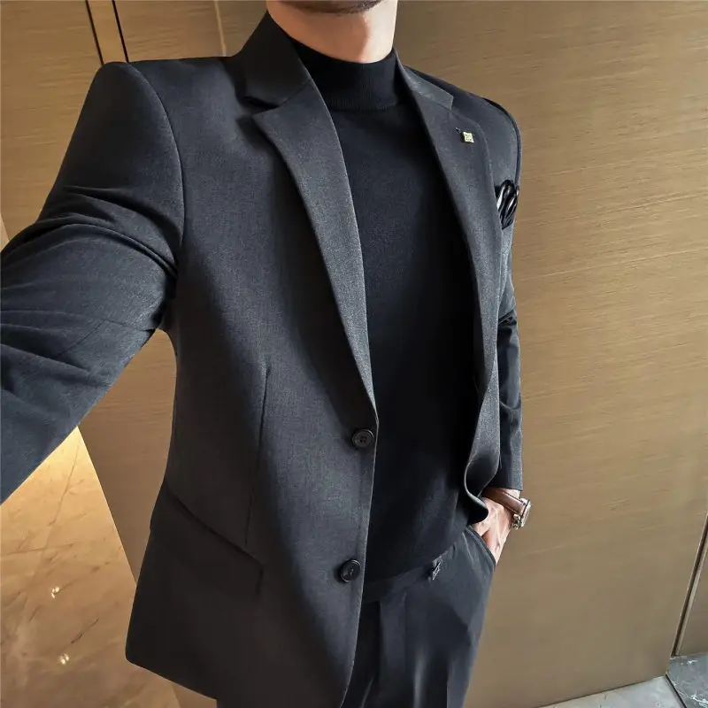 

Men's Tailored Suit Jaet Casual Slim Fit Briti Sle Wedding Guest Faionable Single-Breasted Casual Wear Polyester Blend