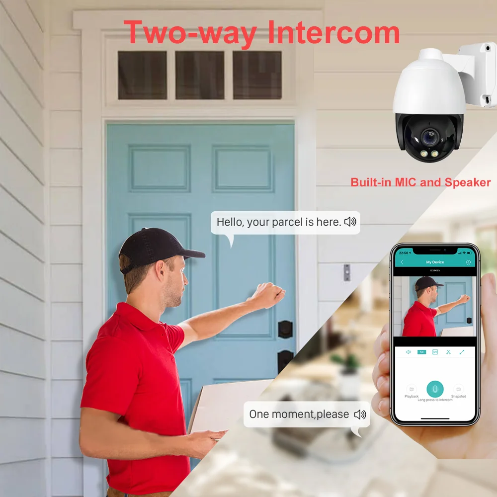 6MP/8MP 4K Hikvision kompatybilny Mini POE IP PTZ kamera ochrony 10-krotny cyfrowy Zoom H.265 inteligentny bezpieczeństwo w domu kamera ochrony