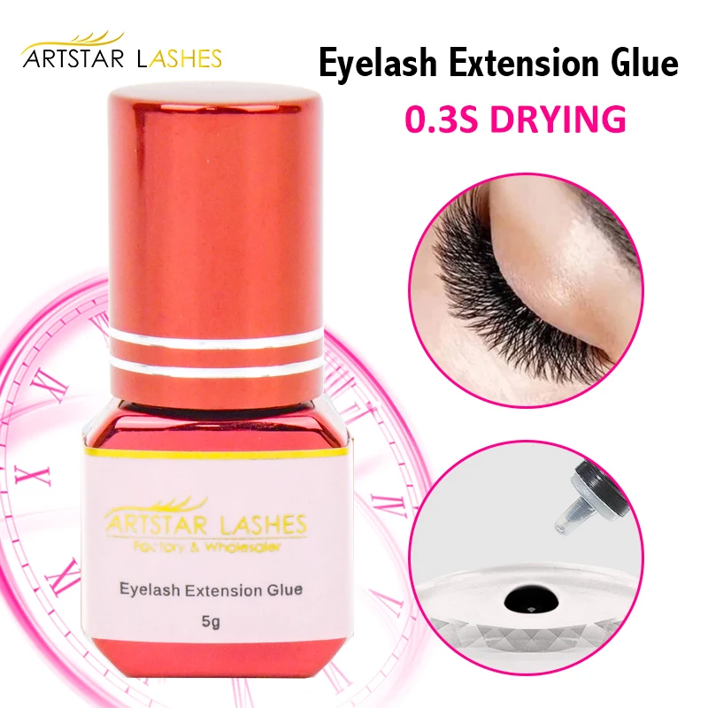 ARTSTAR 5ml Lash Extension Glue 0.3s Fast Drying Waterproof and Oil proof Black Korean Lash Glue Private Label Customization