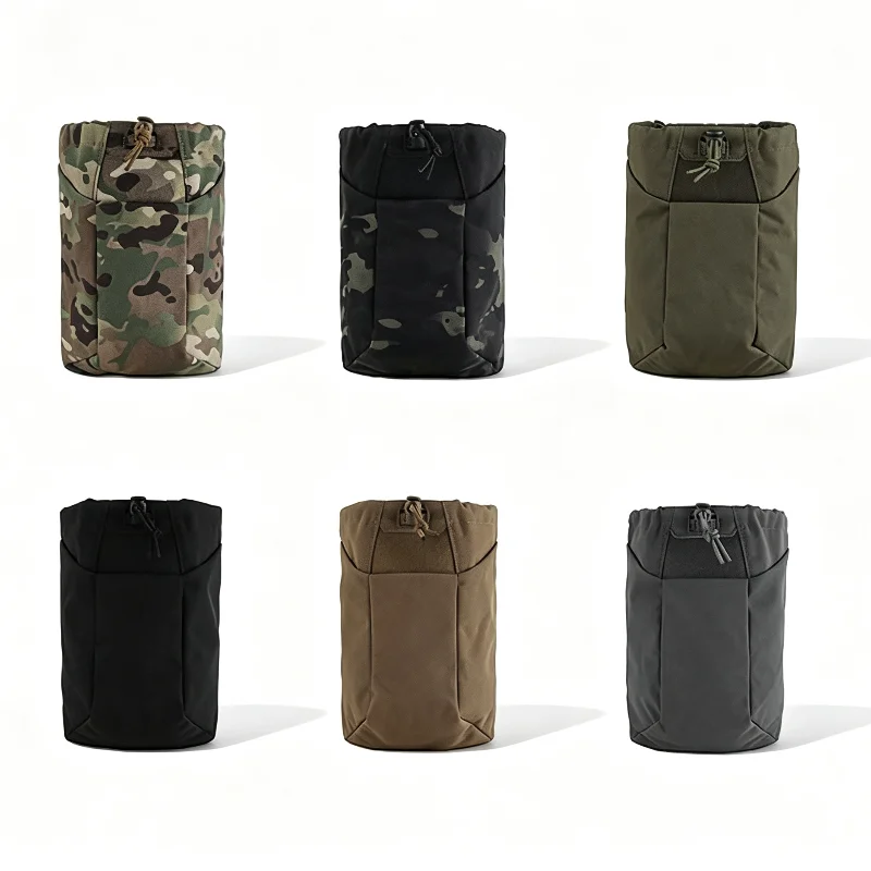 Tactical Multi-function Solid Color Pouch Foldable Large Capacity 2 Installation Methods Drawstring For Outdoor Camping Hiking