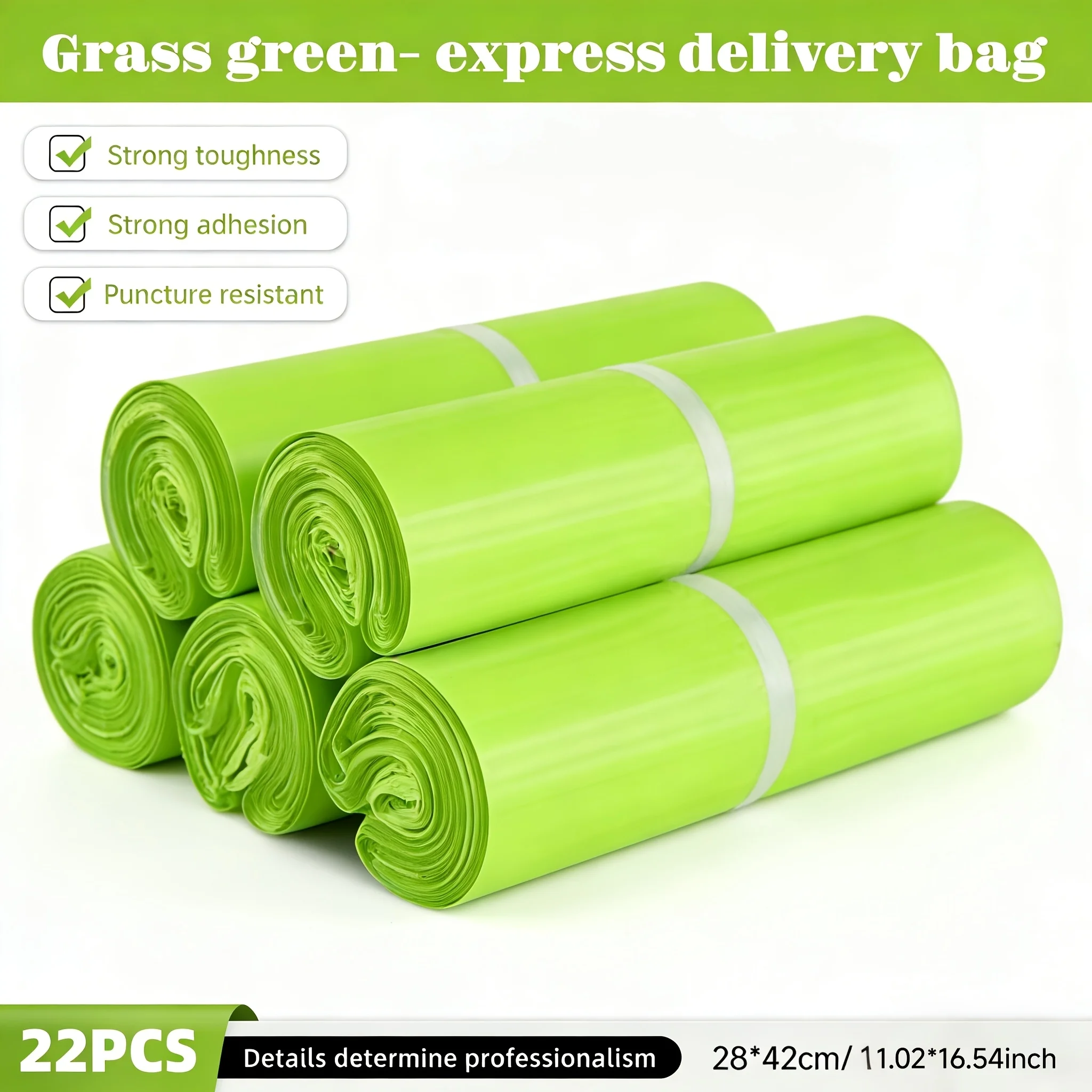 22 Pcs Grass Green Airplane Style Poly Mailers, Self Seal Clothing Shipping Bags, E-commerce Logistics Packaging Pouches for Gar