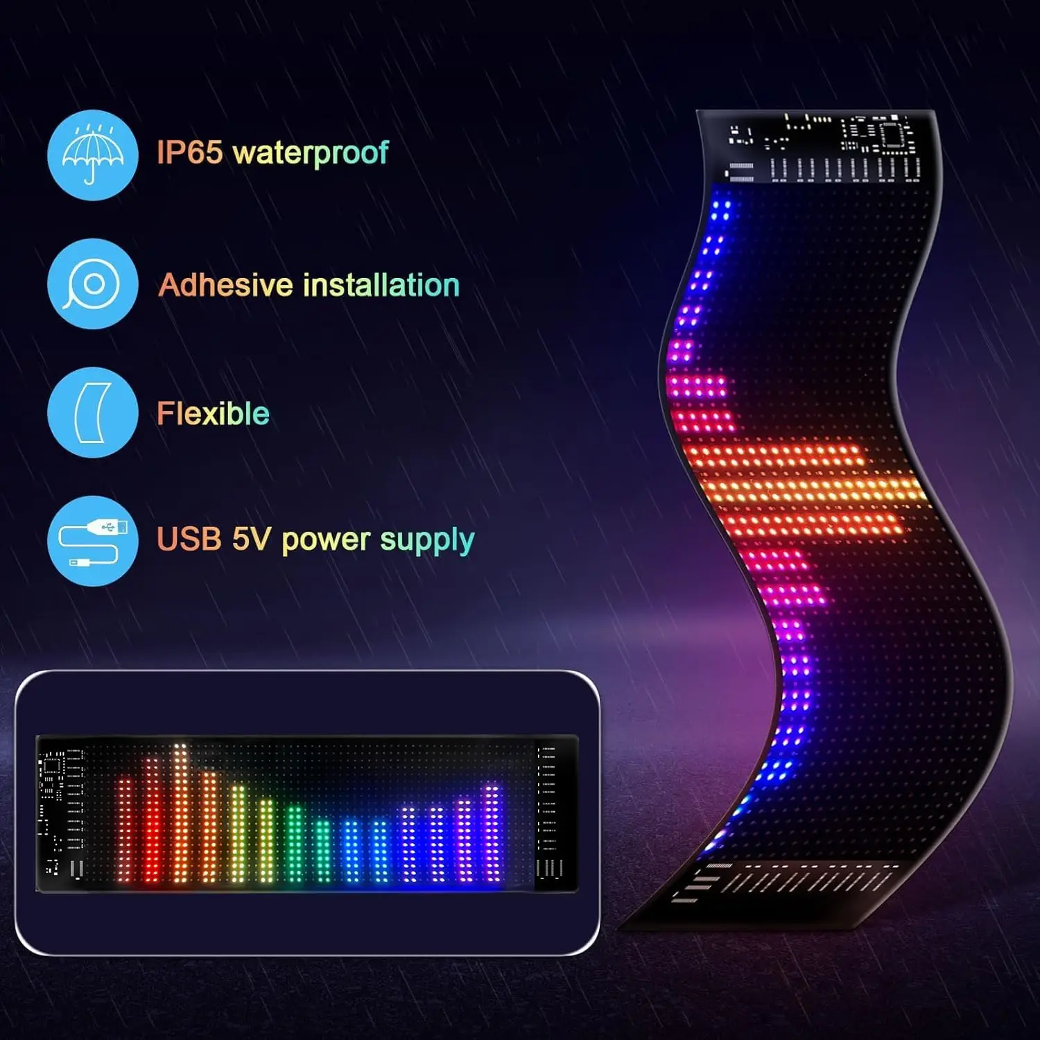 Imagem -05 - Carro Led Display Screen com Controle Remoto Bluetooth App Painel Matrix Pixel Rolagem Brilhante Faça Você Mesmo Programável Texto Graffiti