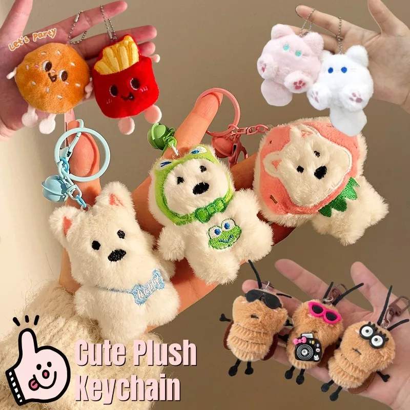 3Pcs Fashion Cute Creative Doll Plush Keychain Hanging Backpack Pendant Accessories Decoration for Students Christmas Gifts