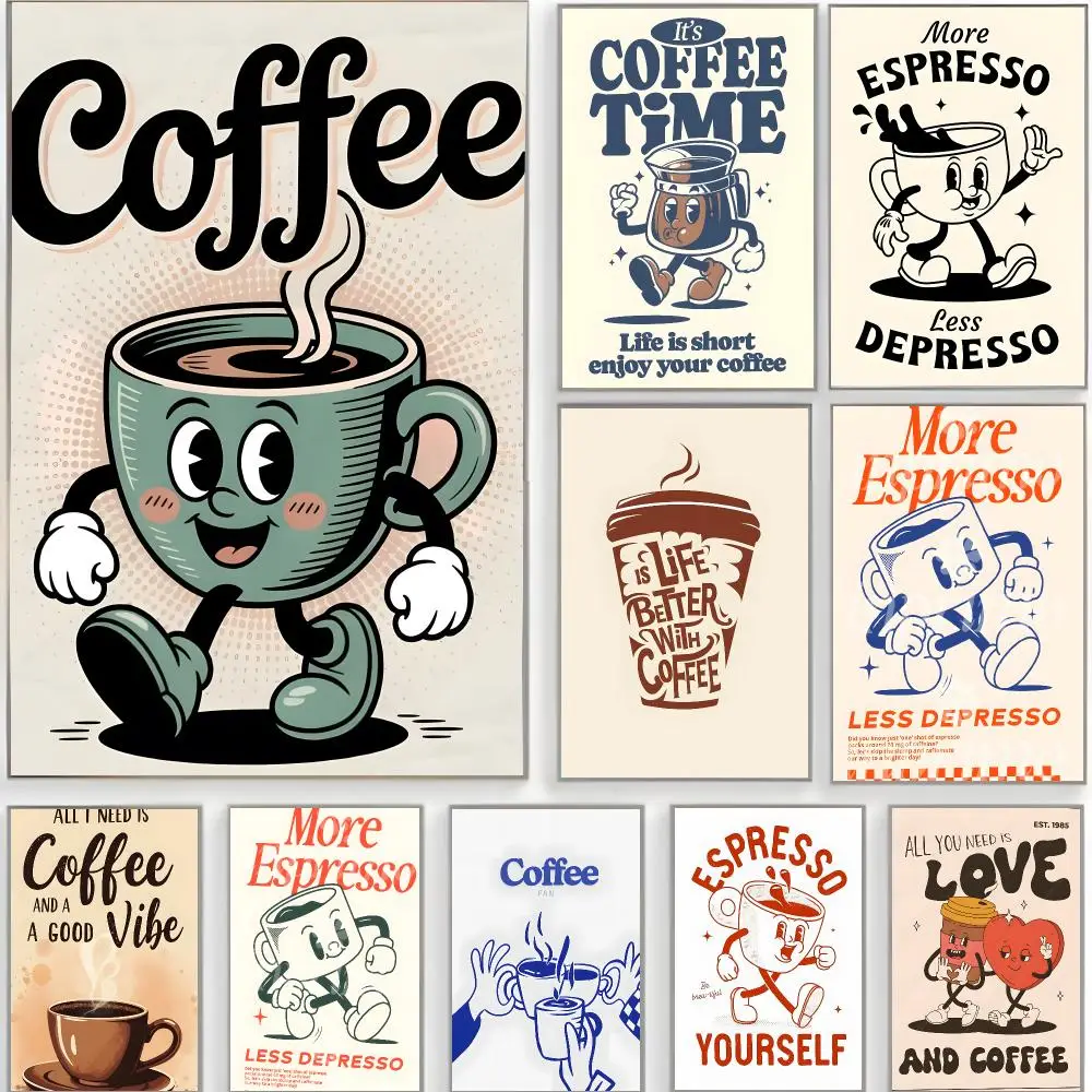 cute artwork c-coffee Poster Classic Wall Art  Home Decor  Peel and Stick Unframed