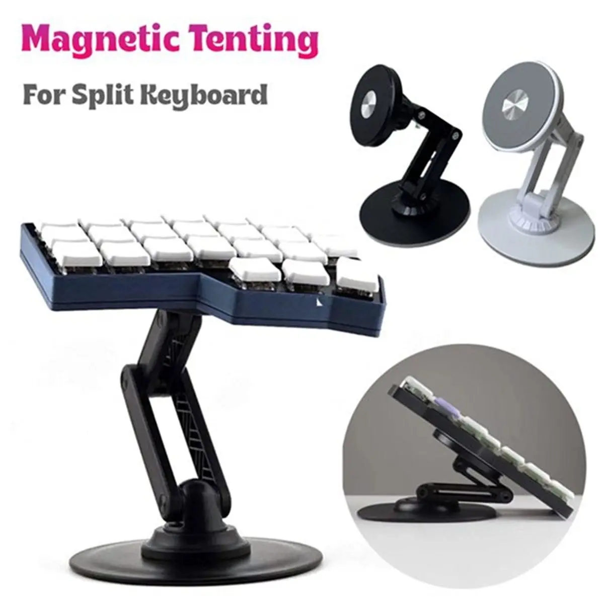 2026 New Adjustable Magnetic Stand for Split Keyboards Phones Tablets & PCs 360-Degree Rotation Adjustable White
