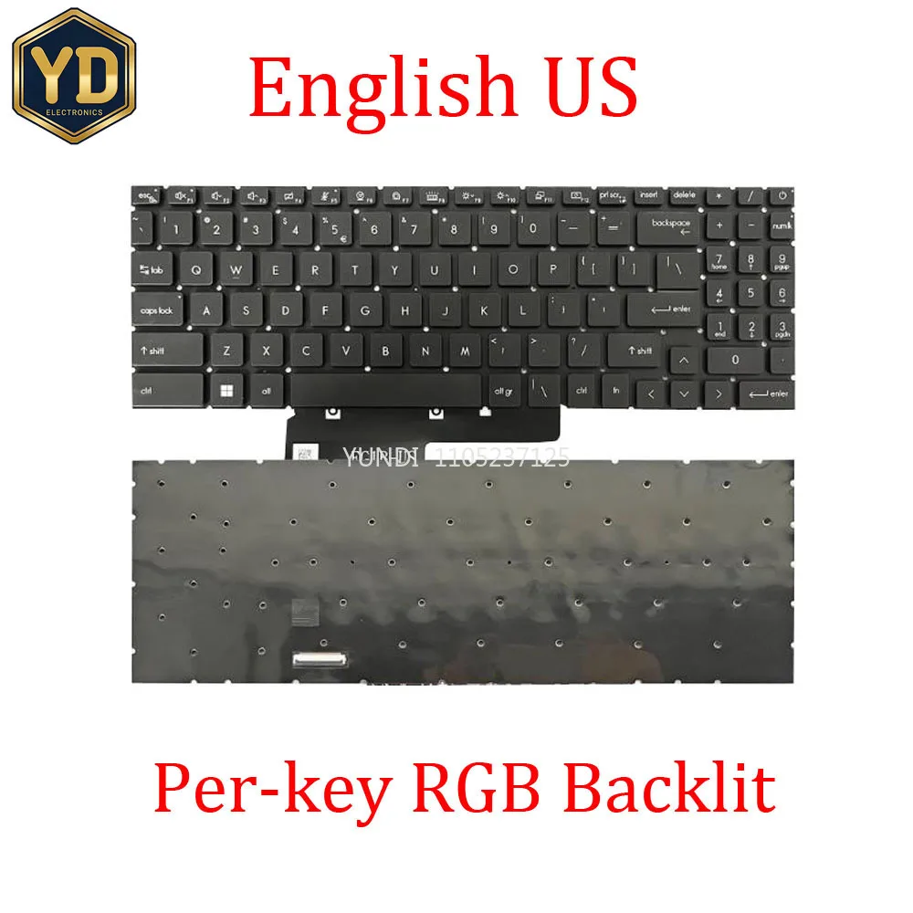 YD Laptop Per-key RGB Backlit Keyboard For MSI Summit E16 Flip Evo A11M A11MT A12M A12MT A13M A13MT English US Black No Frame Ne
