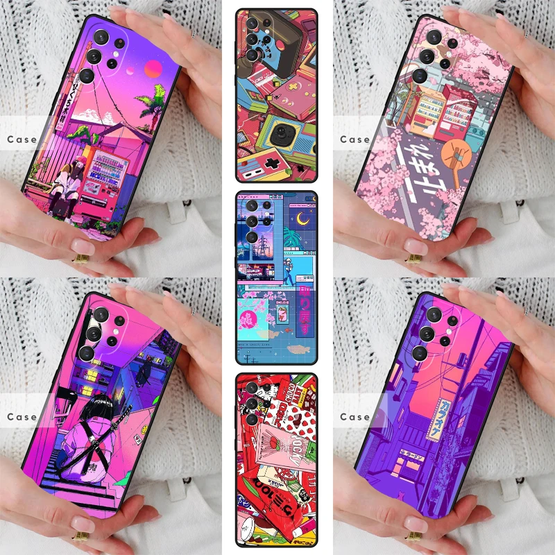 Japanese Anime Aesthetic TPU Phone Case for Samsung Galaxy S26 S25 S24 S23 S22 S21 S20 Note10 Plus FE Ultra Cover