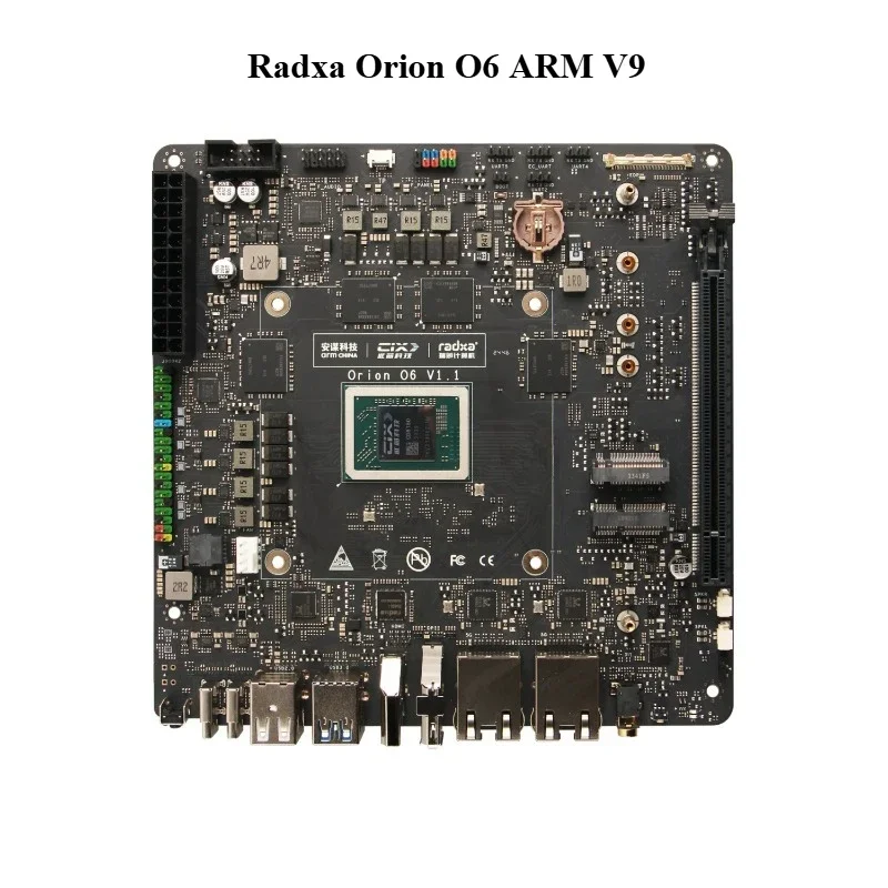 VoltSRadxa Orion O6 Open ARM V9 Mini ITX Motherboard, 12 - Core CPU, 28.8TOPs NPU, LPDDR5 & PCIe Gen4 16 - Lane