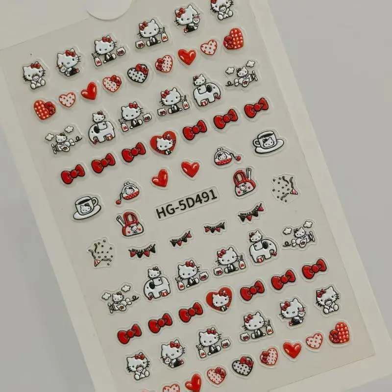 1 pz Kawaii Rosa Amore Hello Kitty Unghie Artistiche Adesivi Per Le Ragazze Carino Kuromi Hello Kitty Gatto Decalcomanie Per Unghie Adesivo Manicure Supplie