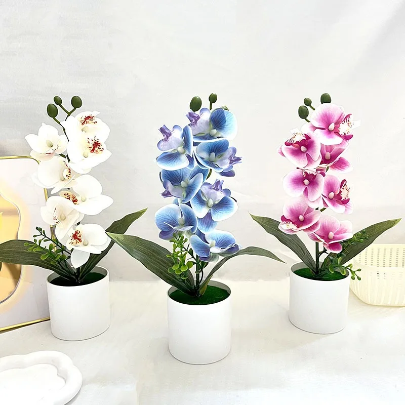Simulierte Blume Schmetterling Orchidee Topfpflanze 7-Blume Neue Chinesische Dekoration Orchidee Hochzeit Gefälschte Blume Set Dekoration – Detail 3
