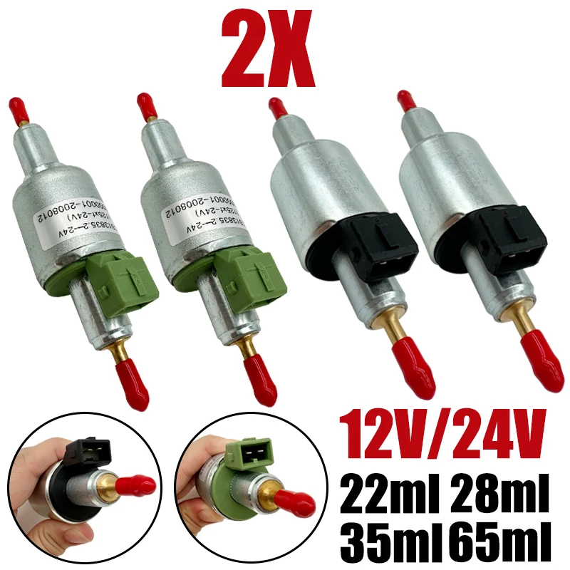 

2X 12V/24V Car Air Diesel Parking Heater Oil Fuel Pump Pulse Meter Pump For Webasto Eberspacher 2KW 5KW 8KW 22ml 28ml 35ml 65ml