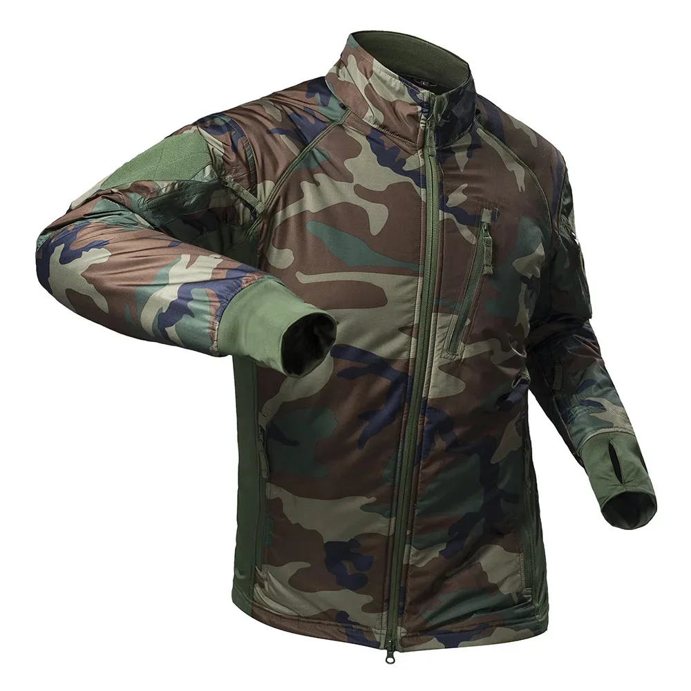 Chaqueta táctica de camuflaje ultraligera para hombre, chaqueta de esquí al aire libre de montañismo, acolchada e impermeable, de algodón, novedad de 2024