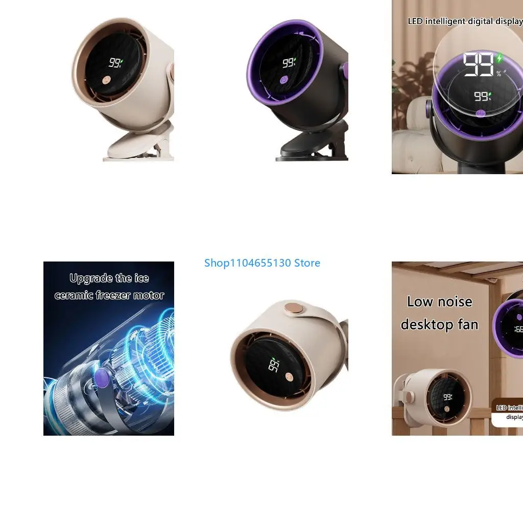 

Перезаряжаемый вентилятор Clip 100 -скоростный цифровой экран на 360 градусов охлаждающий настенный стой