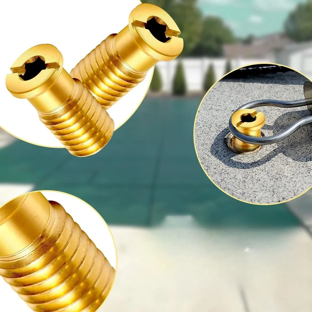 Brass Pool Cover Anchor Screw Replacement Kit 0.63 Inch Threaded Bolt For Swimming Pool Safety Cover Pin Accessories 1/5/10 Pcs