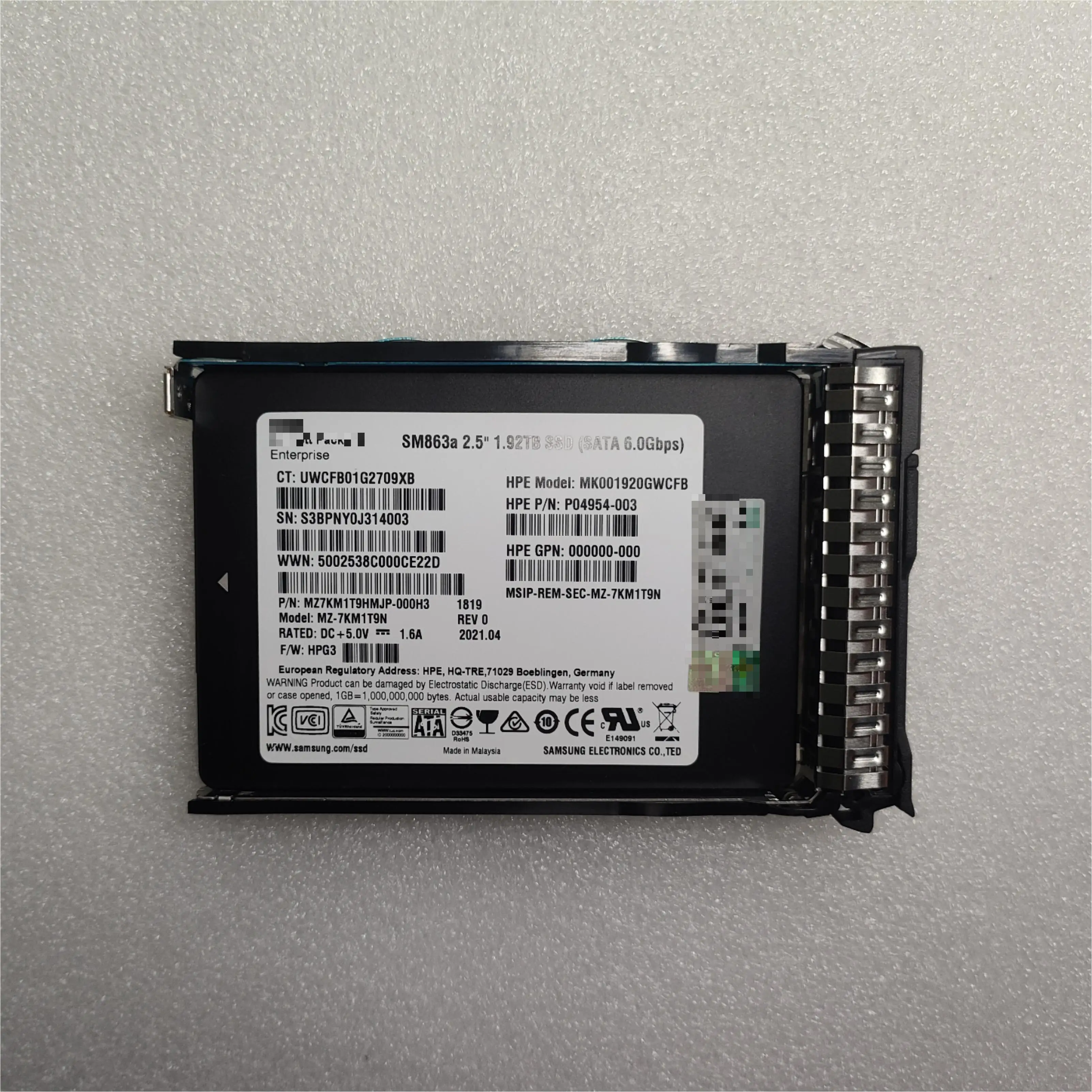 Server  hard disk  P18426-B21 P18484-001 1.92TB SATA 6G 2.5