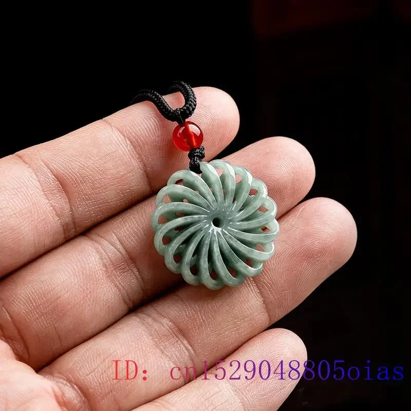 Burmese Jade Kaleidoscope Pendant Designer Jadeite Pendants Natural Jewelry Green Fashion Charm Talismans Necklace Emerald Man