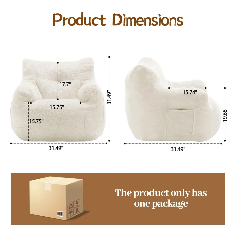 Bean Bag Chair for Adults and Kids, Small Comfy Beanbag Lounge Floor Sofa Reading Chair with Armrests, Mini Cloud Sofa