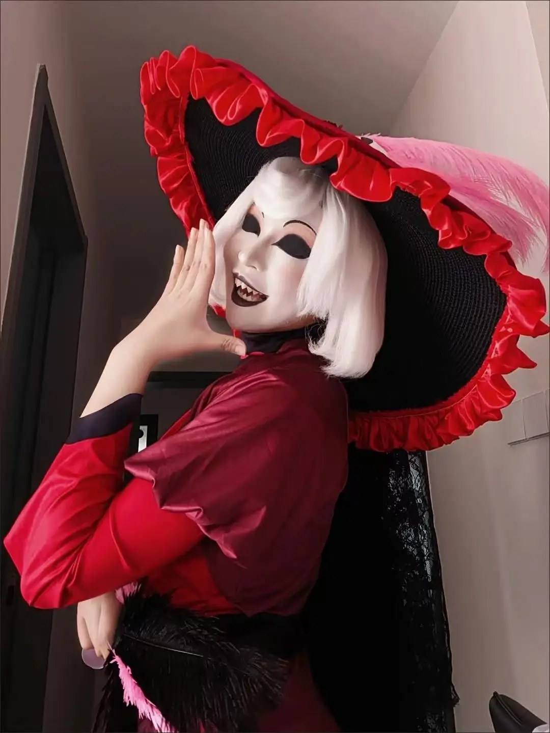 

Hazbin Hotel Rosie Cosplay - Elegant Female Demon Lord One-Shoulder Dress Set Anime Costume