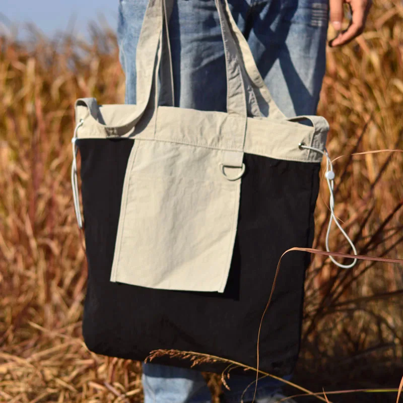 

AETOO Lazy portable travel bag Men's and women's large capacity nylon Tote bag Single shoulder bag Student fashion solid color b