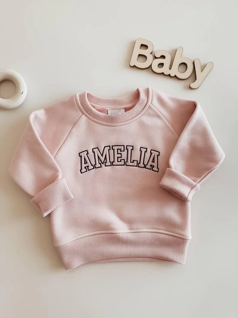 Personalized Embroidered Kids Sweatshirt ,Custom Name Child Sweatshirt For Boy Girl, Family Matching Embroidery Sweatshirts