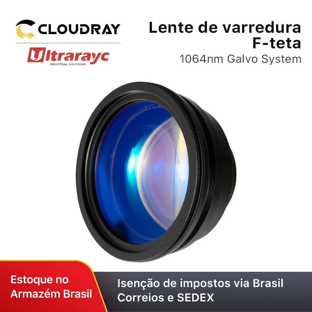 Lente M85 F-theta 1064nm Lente de foco Laser Distância focal 63-420mm Campo de varredura 50 × 50-300 × 300 para estoque do sistema Galvo de laser de fibra YAG no armazém do Brasil