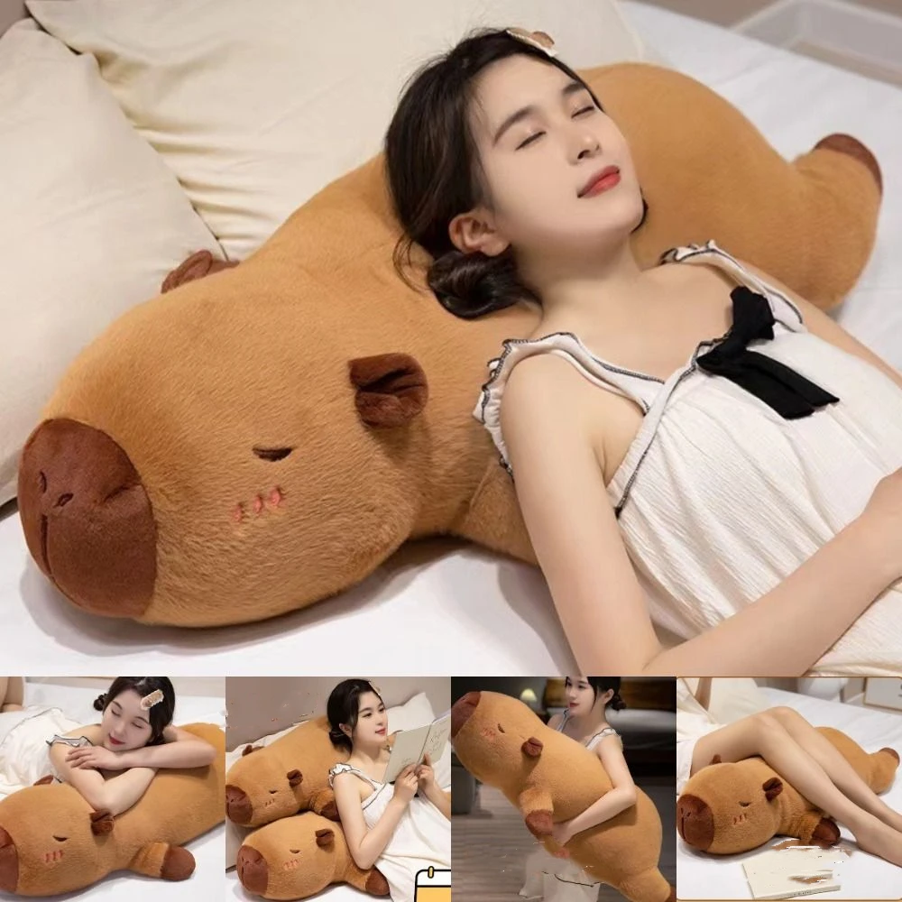 50/70/90cm Cute Stuffed Capybara Plush Toy Bed Sleep Long Pillow Giant Creative Rectangle Cushion Home Decor