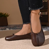 Spring Women's Split Toe Ballet Flats Soft PU Slip On Loafers Comfortable Casual Walking Shallow Mouth Daily Shoes for Ladies 4