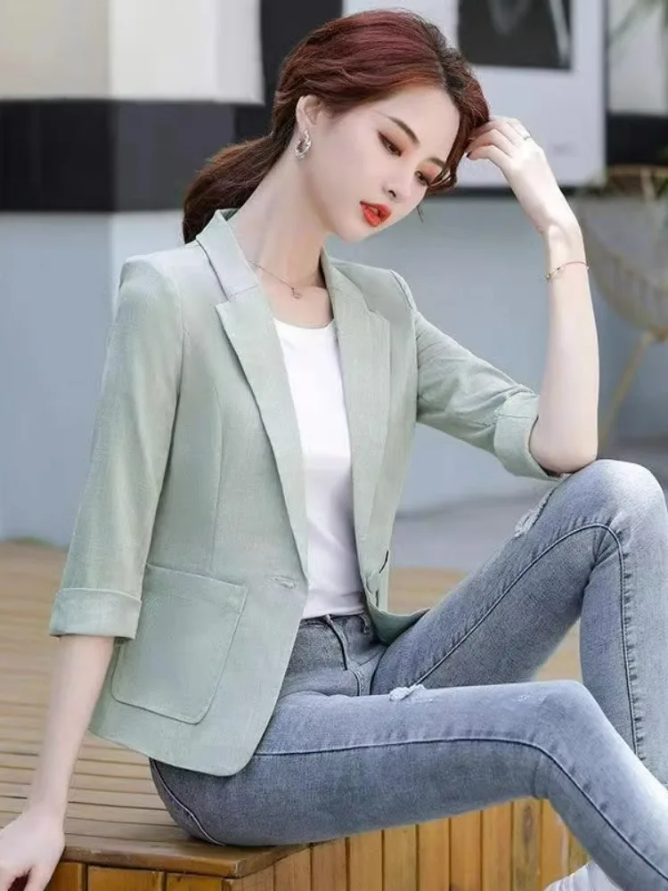linen-ort-tailored-jaet-women's-spring-summer-slim-fit-simple-new-sle-casual-ket-square-korean-version-pure-color