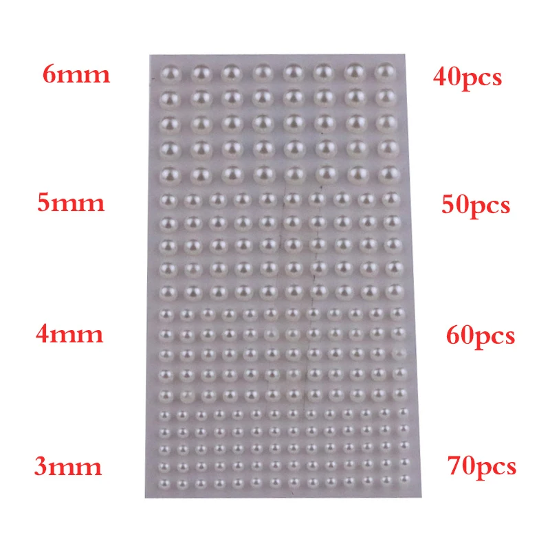 220 Stuks Mix 3Mm/4Mm/5Mm/6Mm Haarparels Stok Op Zelfklevende Gezicht Parels Stickers Voor Haar Gezicht Make-Up Nail Diy Ambachten