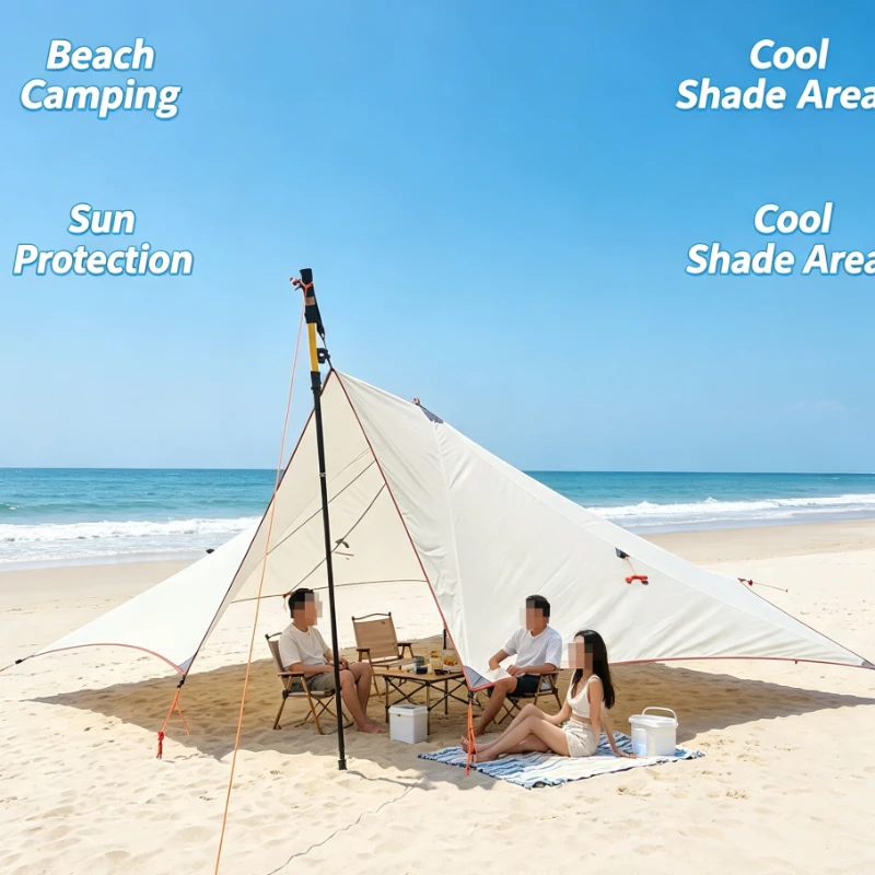 Outdoor Multi-Person Camping Beach Park Single Layer Easy Setup Multi-Function Canopy Tower Tent Gear