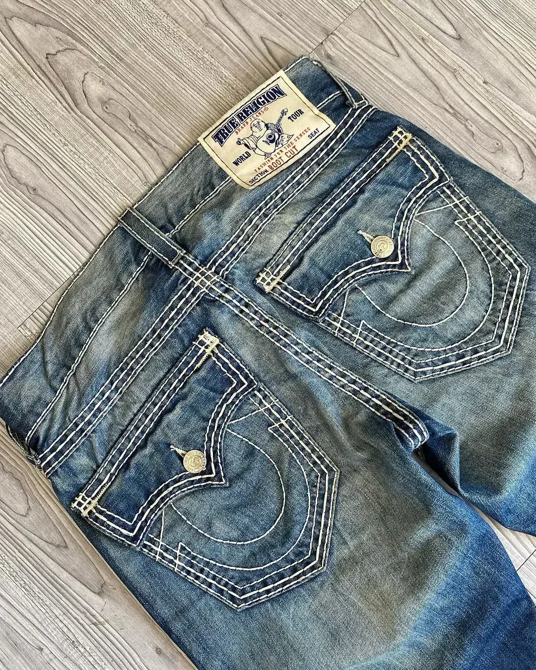 2000's Echte Religie Laagbouw Y 2K Super T Bootcut Uitlopende Jeans Street Denim Broek Harajuku Hoge Taille Jeans Met Wijde Pijpen