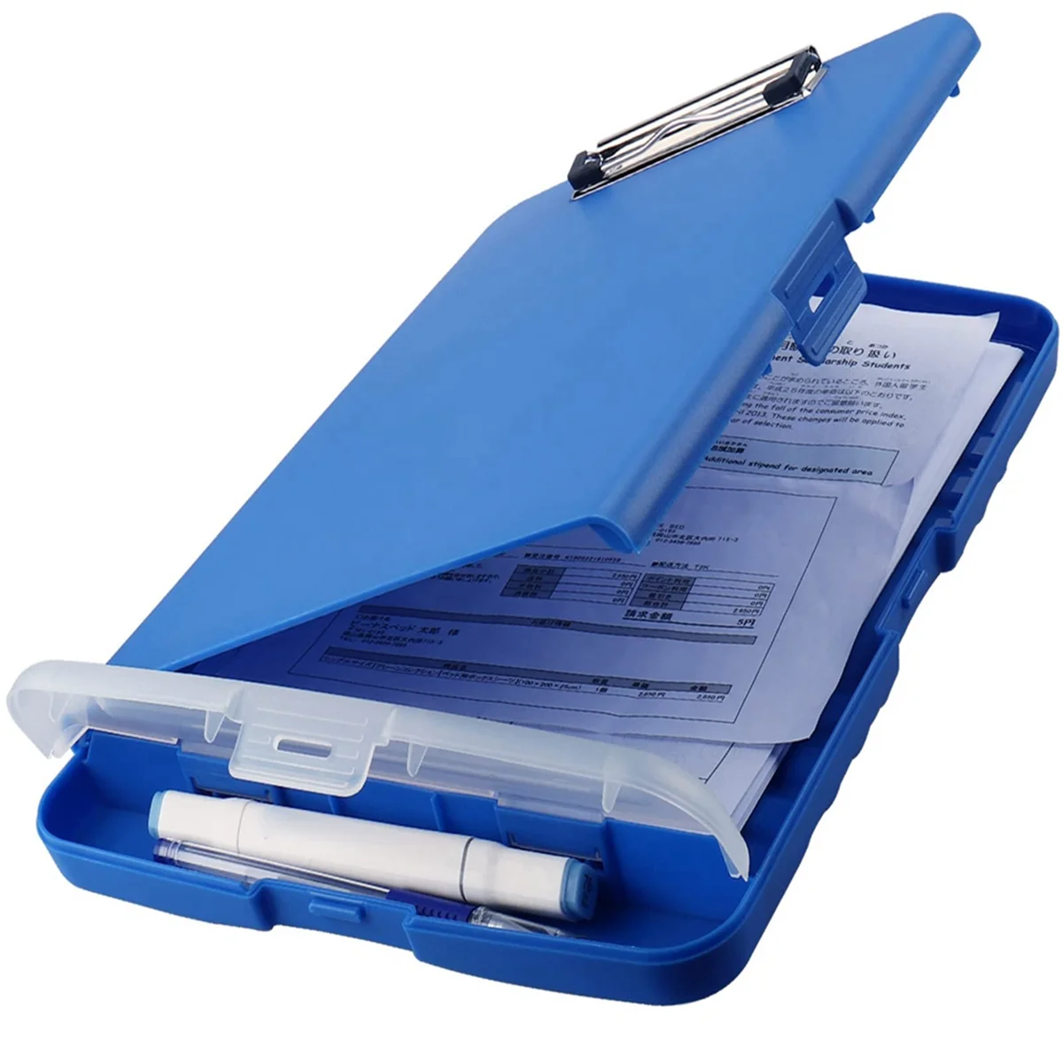 

Clip Board Organizer Clipboards with Storage Nursing Clipboard Foldable File Folder Plastic Clipboard (Blue)