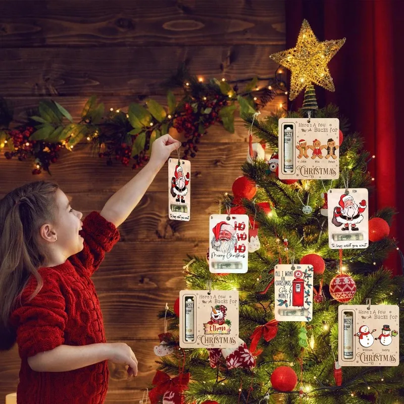 عيد الميلاد أصحاب المال خشبية معلقة حامل المال الحلي شجرة عيد الميلاد ثلج الأيائل معلقة قلادة هدايا حفلة السنة الجديدة #6