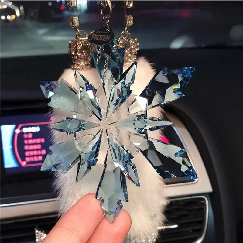 

Car Styling Snowflake Crystal Pendant Car Ornament Modern Art Car Hanging Decoration Fashion Car Interior Accessories Girls