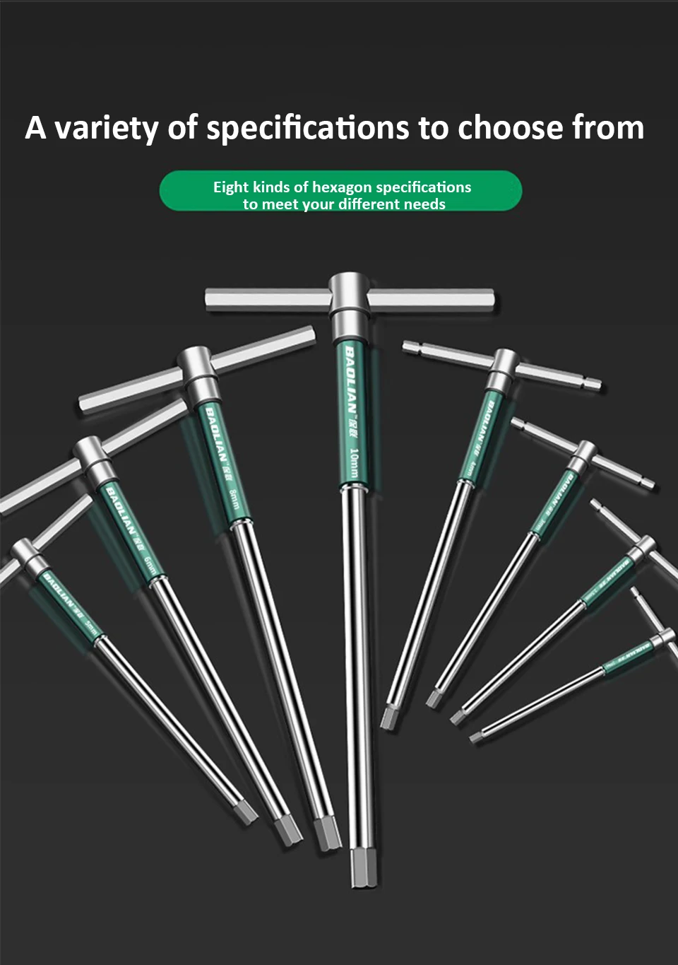 T-Typ-Inbusschlüssel T/L 2/2,5/3/3,5/4/4,5/5/6/8/10 mm Torx-Schraubendreher Schraubenschlüssel T-förmiges Handwerkzeug Erweiterter Innensechskantschlüssel – Detail 11