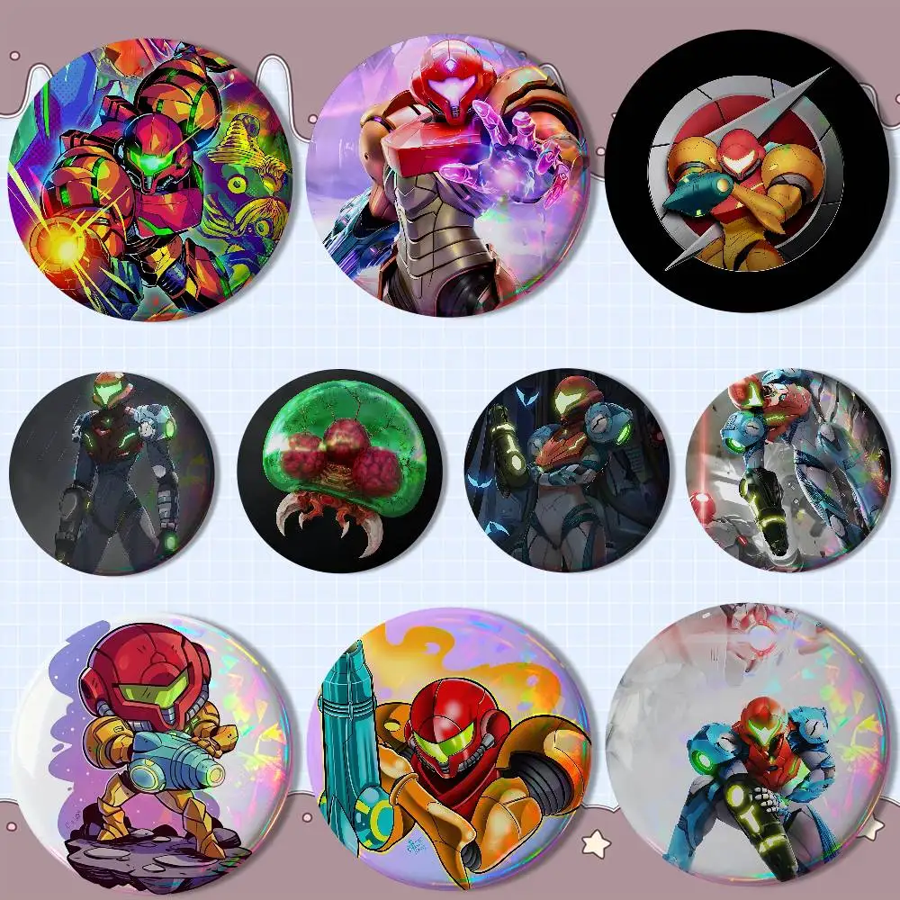 

Power Armor M-Metroid Dread Badge on Backpack Clothes decoration Tinplate Round Brooch Funny Custom Gifts for Friend