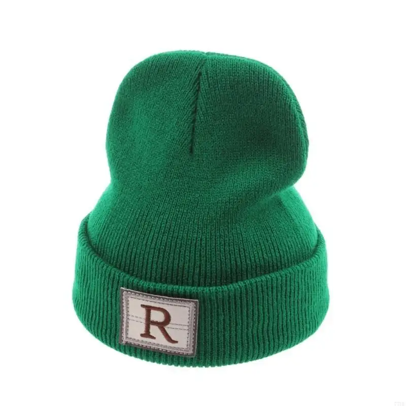 77HE Knitted Hat for Baby 0-1Age Label Patched Skull Hat Elegant Crochet Winter Hat Hat Toddler Warm Headwear