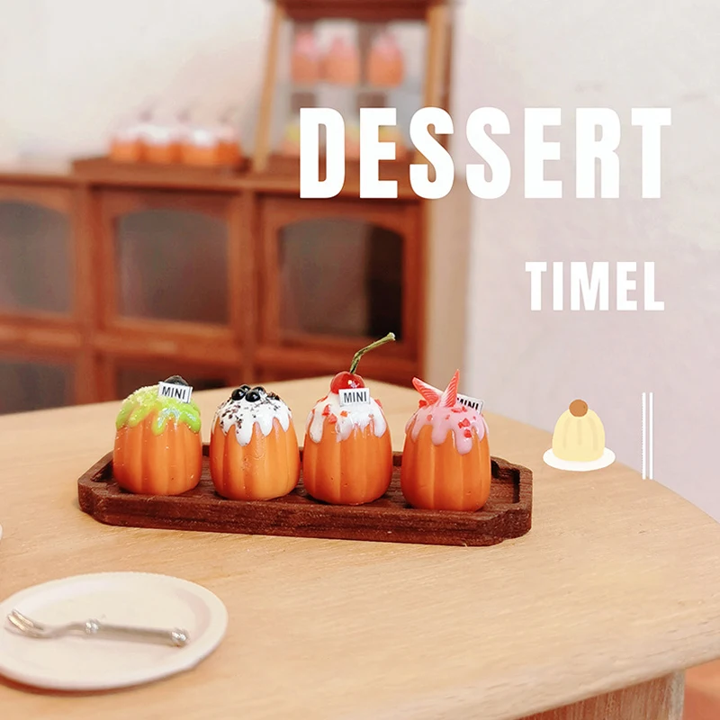 4 Stuks 1/12 Poppenhuis Simulatie Mini Cake Dessert Model Pop Thuis Keuken Voedsel Decoratie Poppenhuis Micro Scène Foto Props