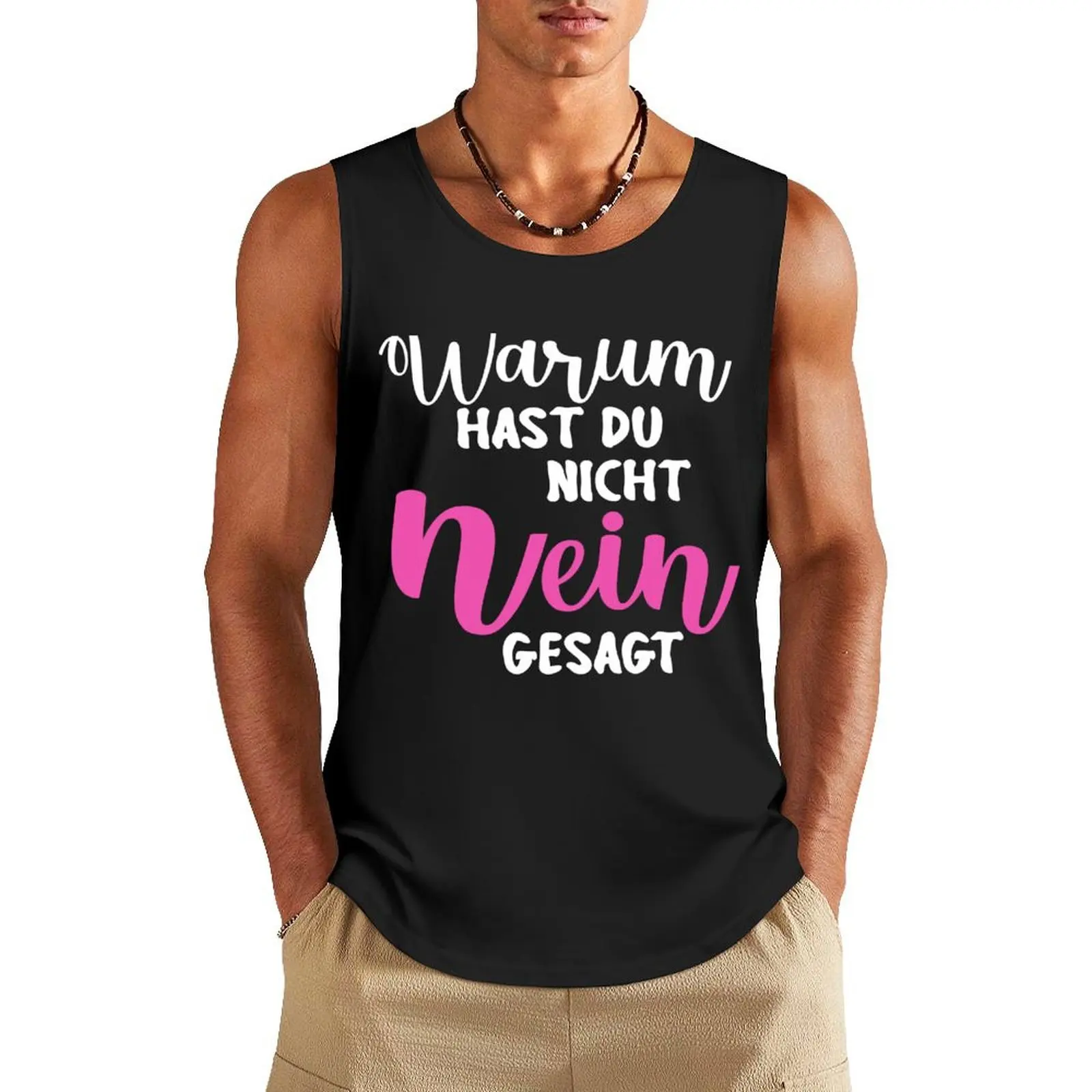 WARUM HAST DU NICHT NEIN GESAGT Tank Top sleeveless vests Men's gym t-shirts