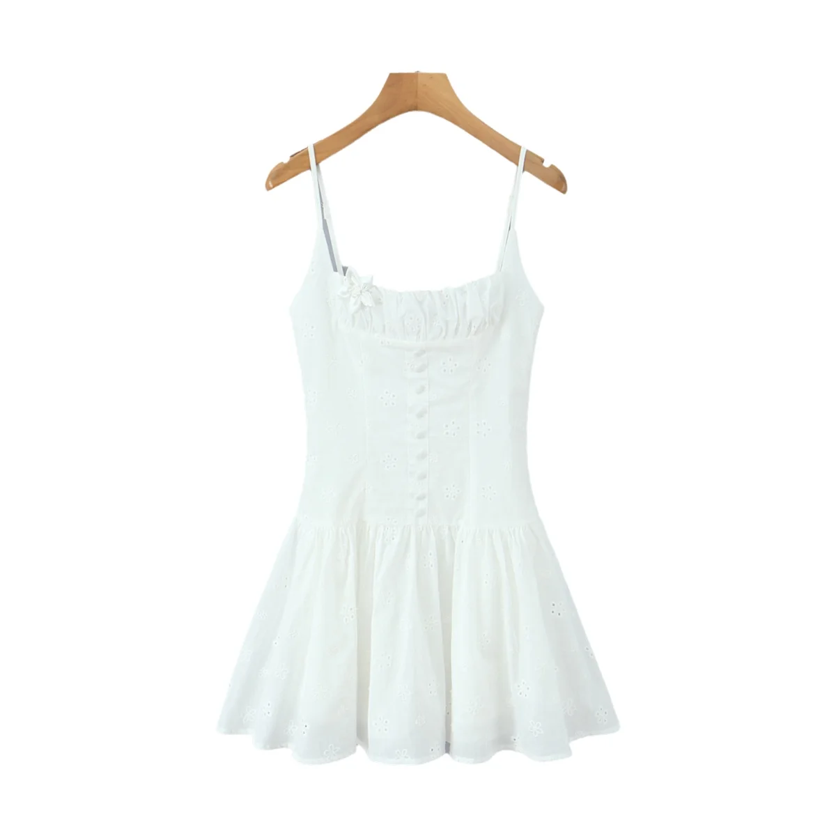 

Новое зимнее платье во французском стиле для женщин, повседневное, с вышивкой, на пуговицах, без рукавов, с цветочным узором, для создания образа соблазнительной девушки, EVHG