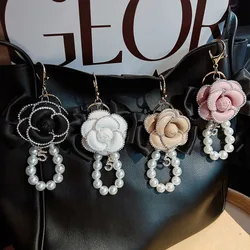 Exquisite Pearl Chain, Diamond Edge Camellia, Simple Keychain, Car Keychain, Bag, Hanging Gift