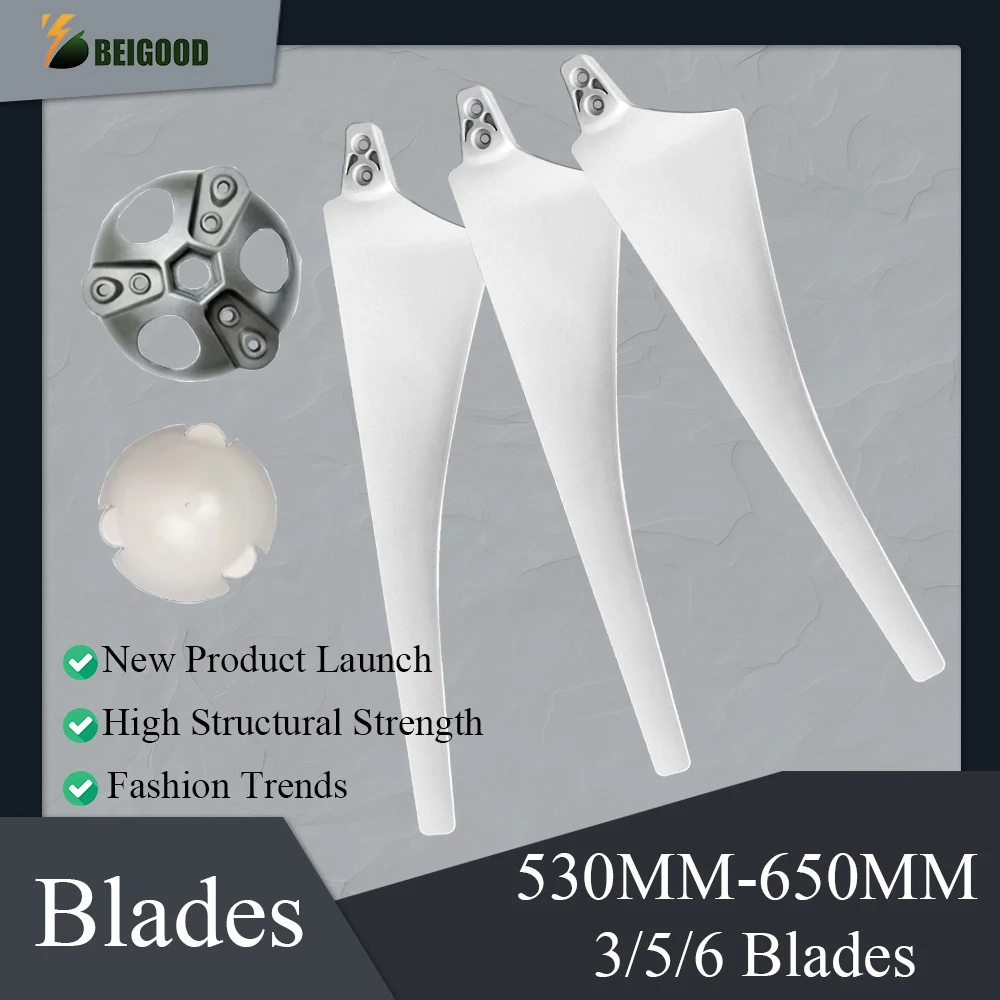 

550mm-650mm White Wind Generator Delta Wing Wind Turbines Blades High Strength Nylon Fiber Windmill Accessories