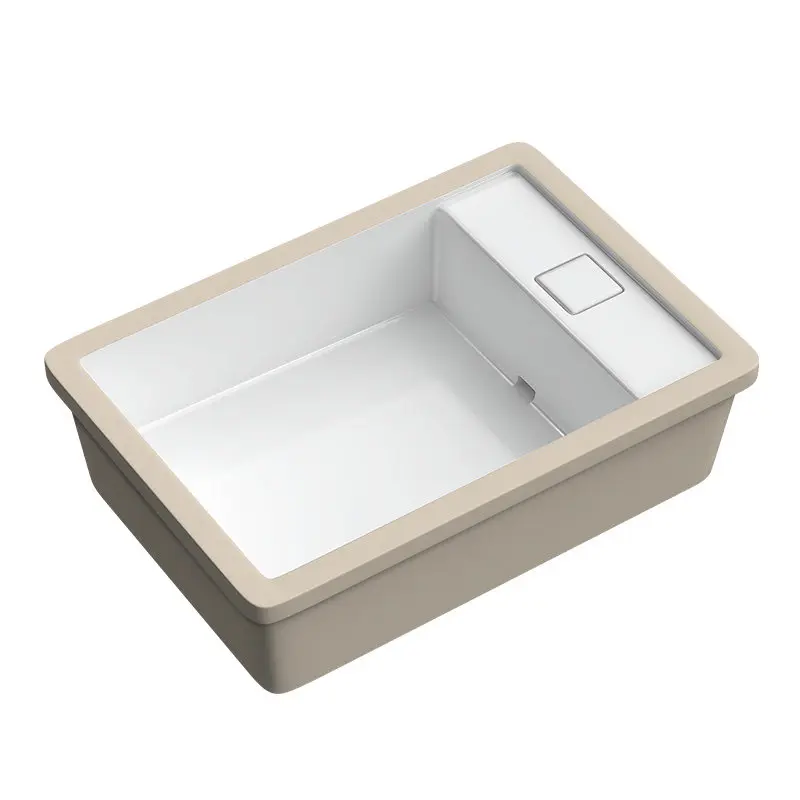 LMM hidden left and right side launching embedded square ceramic vertical washbasin